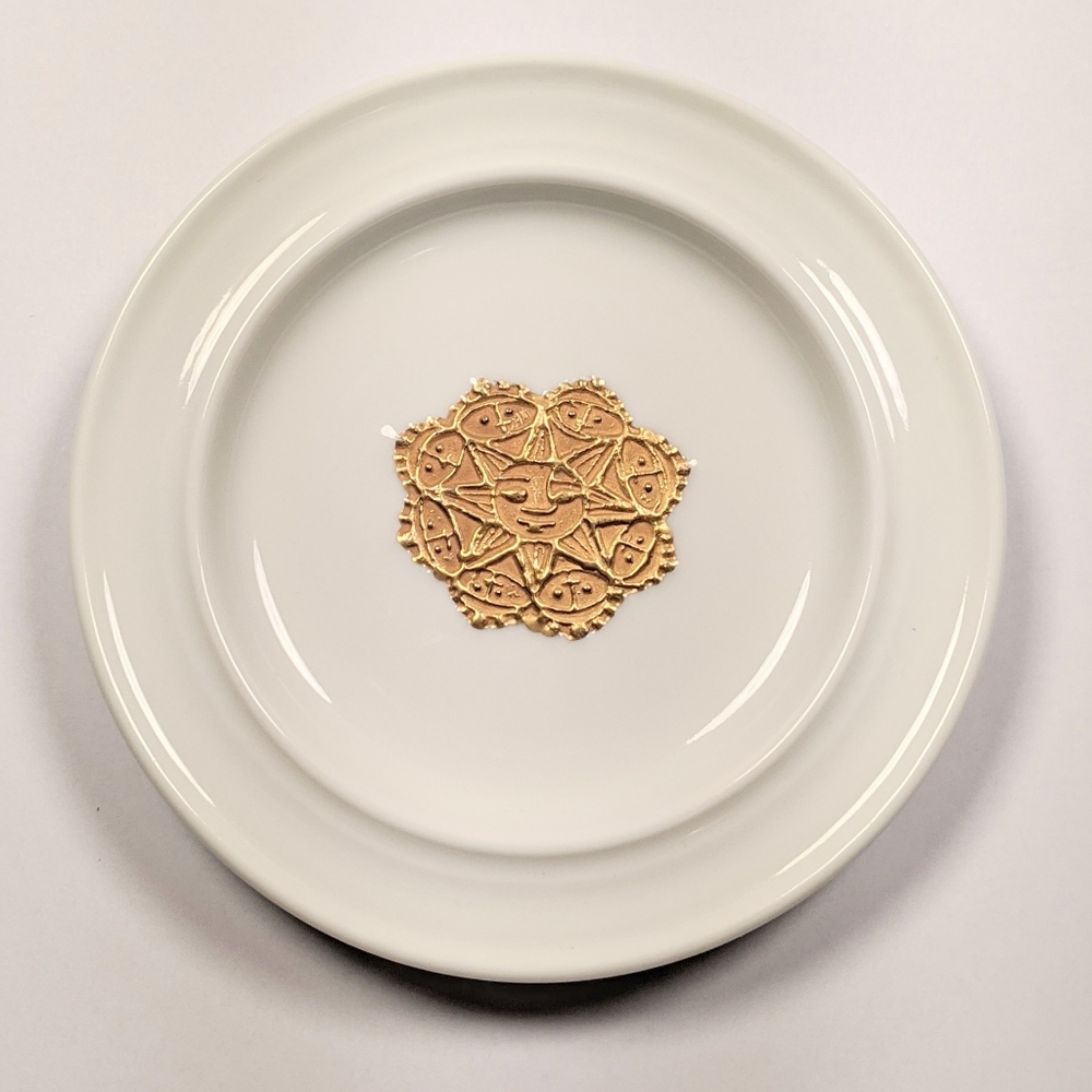 Small gold sunburst app dessert salad side plate